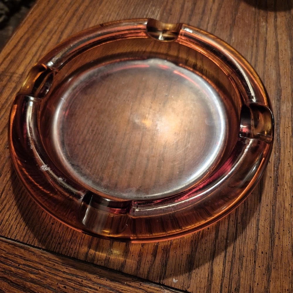 Vintage Amber Glass Ashtray